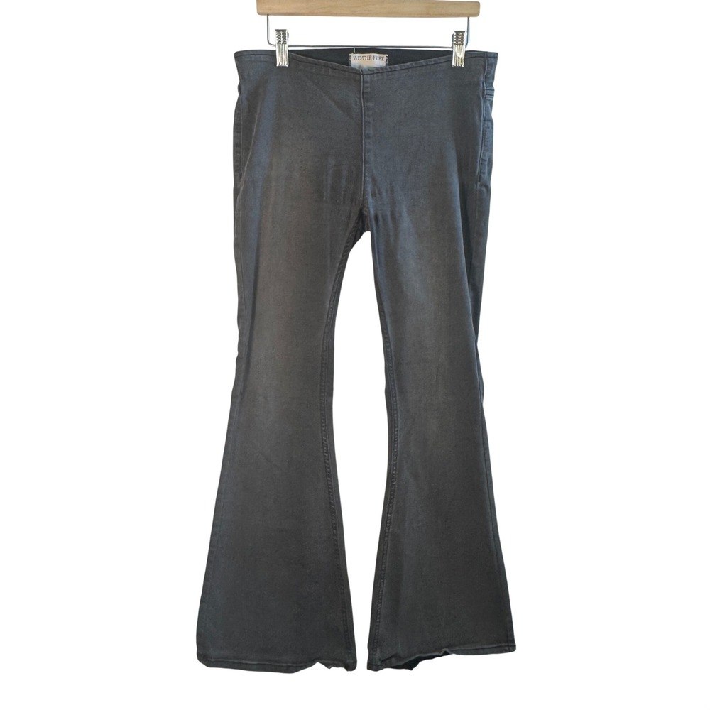 Free People We The Free Penny Pull On Flare Jeans Grey Black Denim Sz 27S Boho